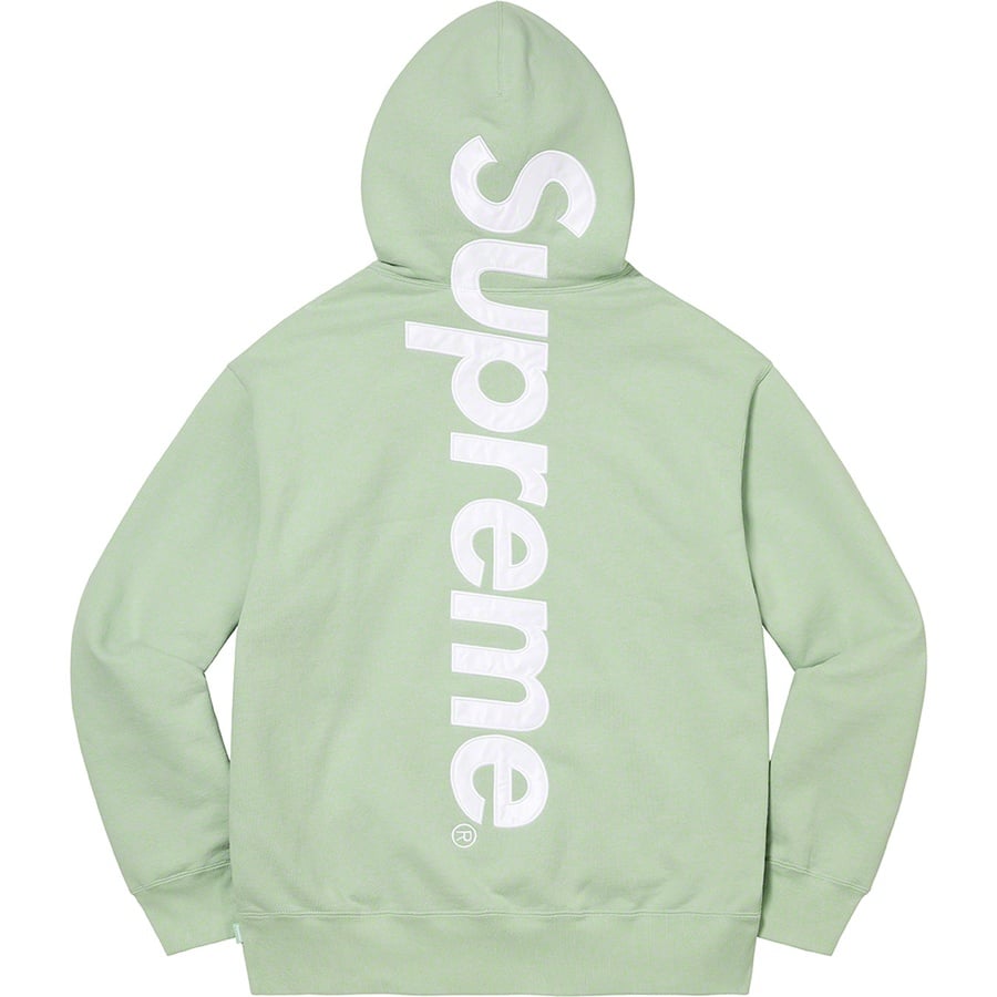 Details on Satin Appliqué Hooded Sweatshirt Mint from fall winter
                                                    2022 (Price is $158)