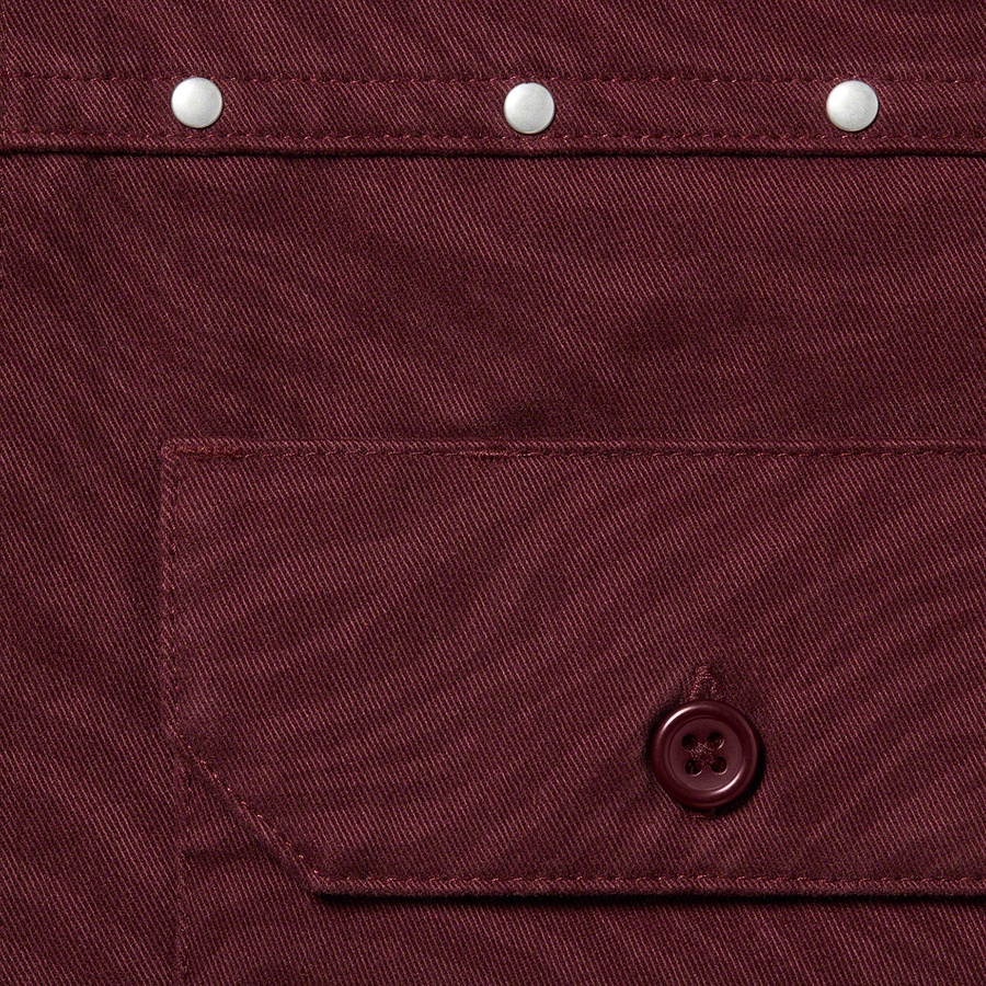 Details on Studded Work Shirt Burgundy from fall winter
                                                    2022 (Price is $138)