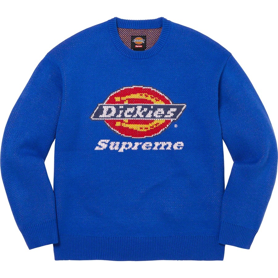 Details on Supreme Dickies Sweater Royal from fall winter
                                                    2022 (Price is $148)