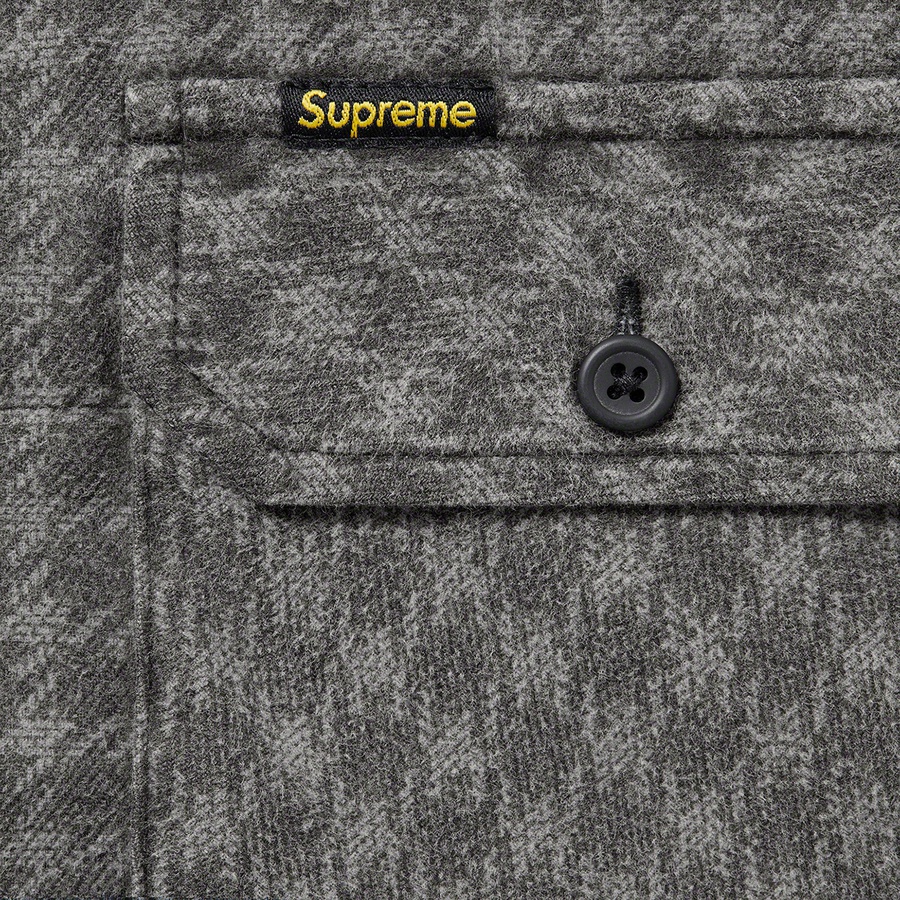 Details on Houndstooth Flannel Hooded Shirt Black from fall winter
                                                    2022 (Price is $148)