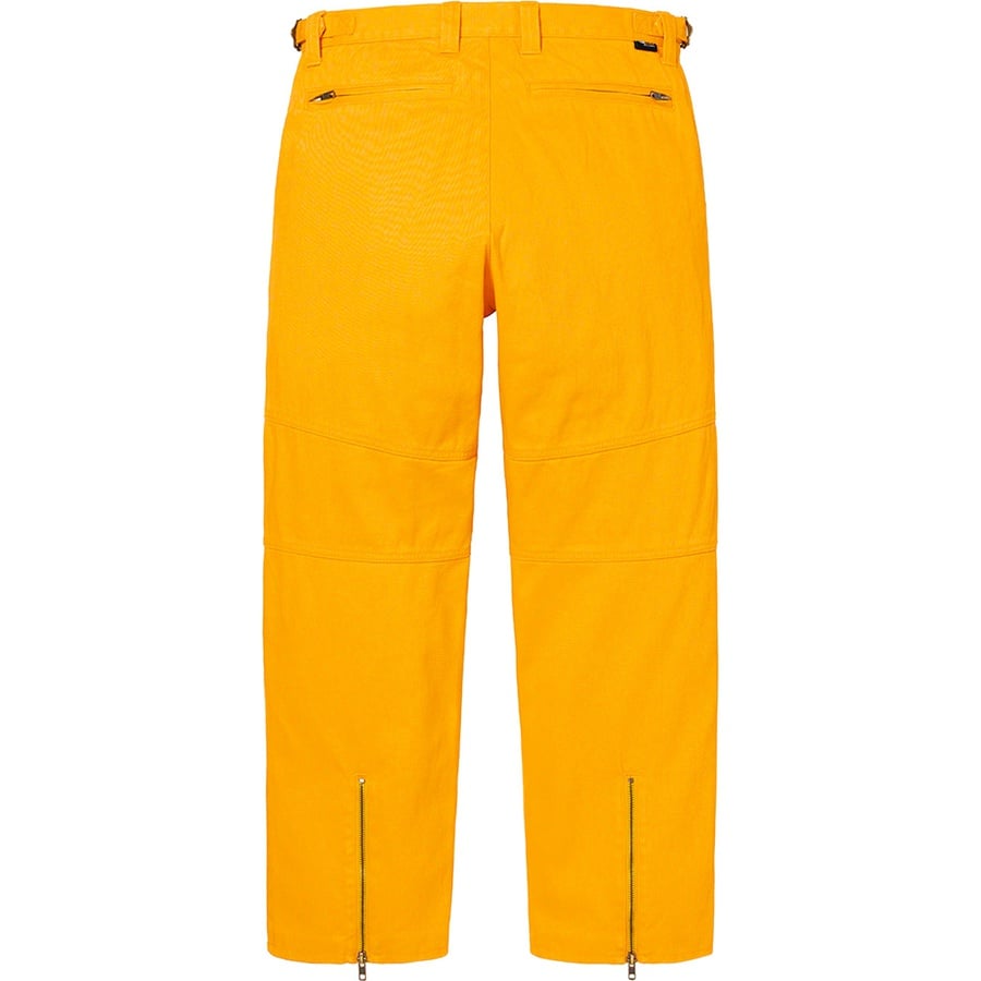 Details on Supreme Vanson Leathers Cordura Denim Racing Pant Yellow from fall winter
                                                    2022 (Price is $398)
