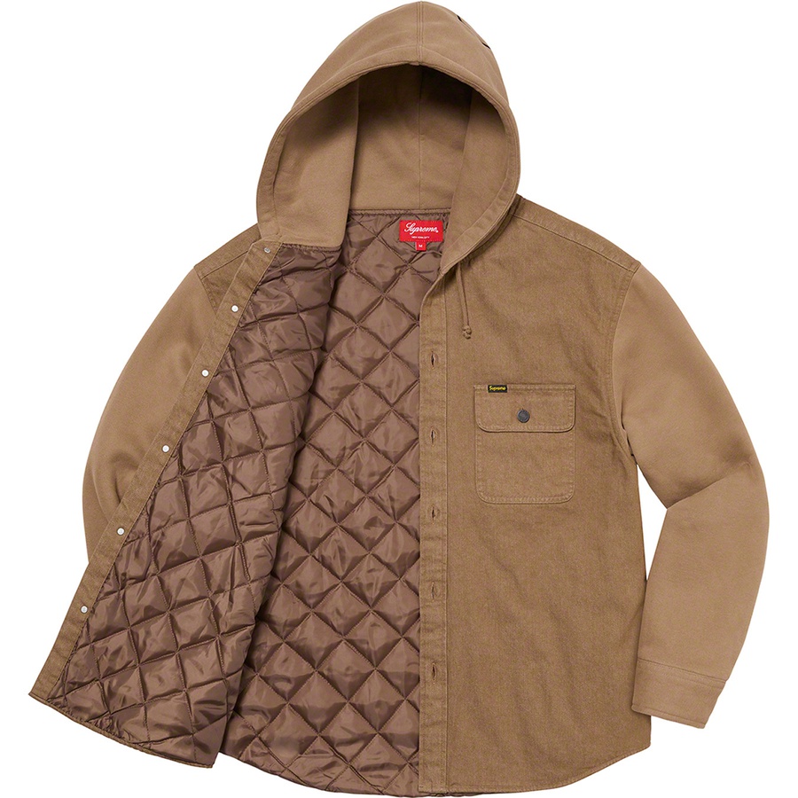 Details on Fleece Hooded Denim Shirt Brown from fall winter
                                                    2022 (Price is $148)