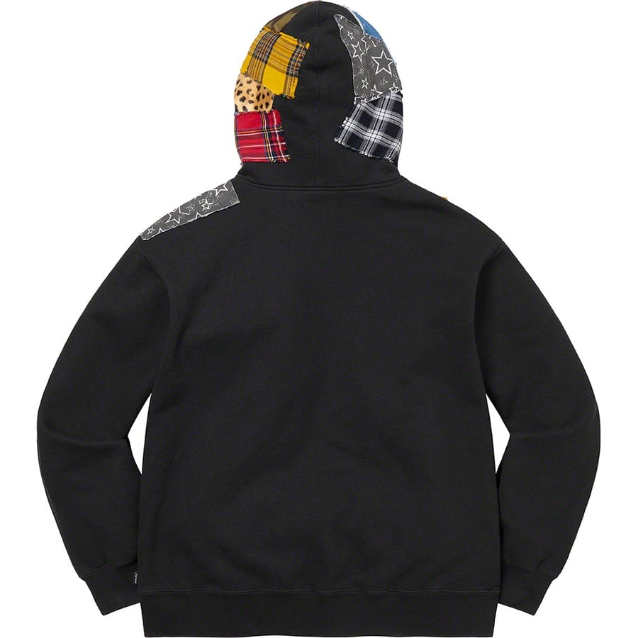 Details on Patchwork Zip Up Hooded Sweatshirt Black from fall winter
                                                    2022 (Price is $198)