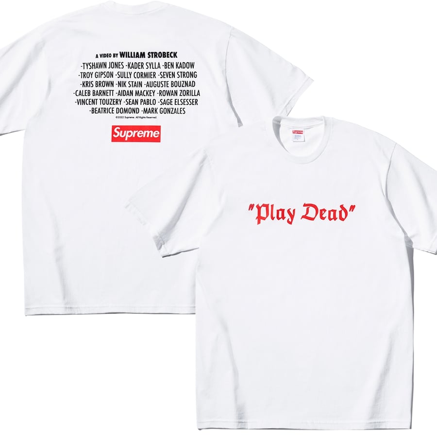 Details on "Play Dead" Tee from fall winter
                                            2022 (Price is $40)