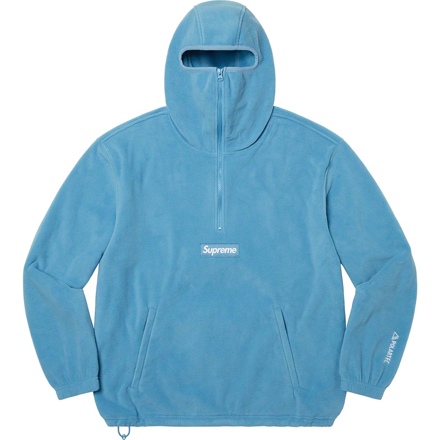 Details on Polartec Facemask Half Zip Pullover Dusty Teal from fall winter
                                                    2022 (Price is $148)
