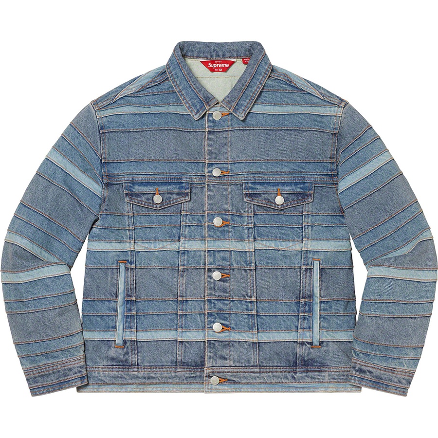 Details on Layered Denim Trucker Jacket Washed Blue from fall winter
                                                    2022 (Price is $298)