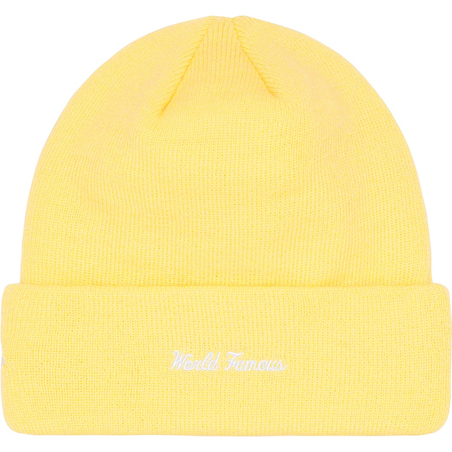 Details on New Era Box Logo Beanie Pale Yellow from fall winter
                                                    2022 (Price is $40)