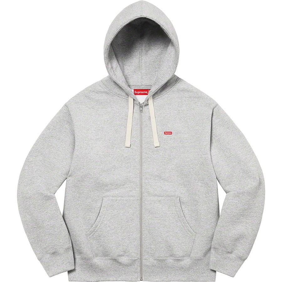 Details on Small Box Drawcord Zip Up Hooded Sweatshirt Heather Grey from fall winter
                                                    2022 (Price is $158)