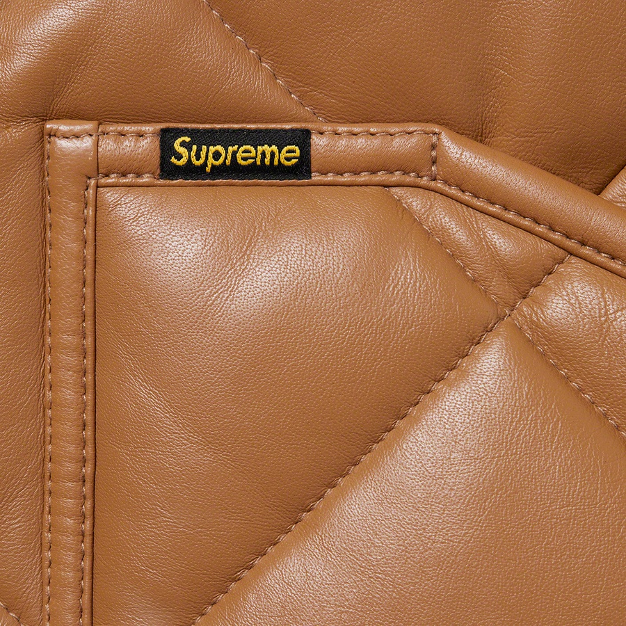 Details on Quilted Leather Work Jacket Tan from fall winter
                                                    2022 (Price is $598)