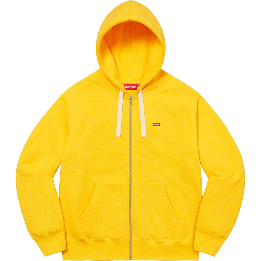 Details on Small Box Drawcord Zip Up Hooded Sweatshirt Yellow from fall winter
                                                    2022 (Price is $158)