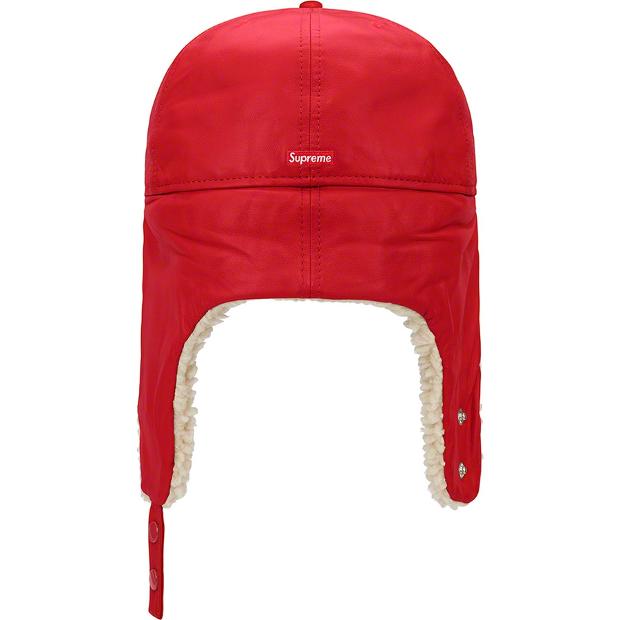 Details on Leather Earflap New Era Red from fall winter
                                                    2022 (Price is $88)