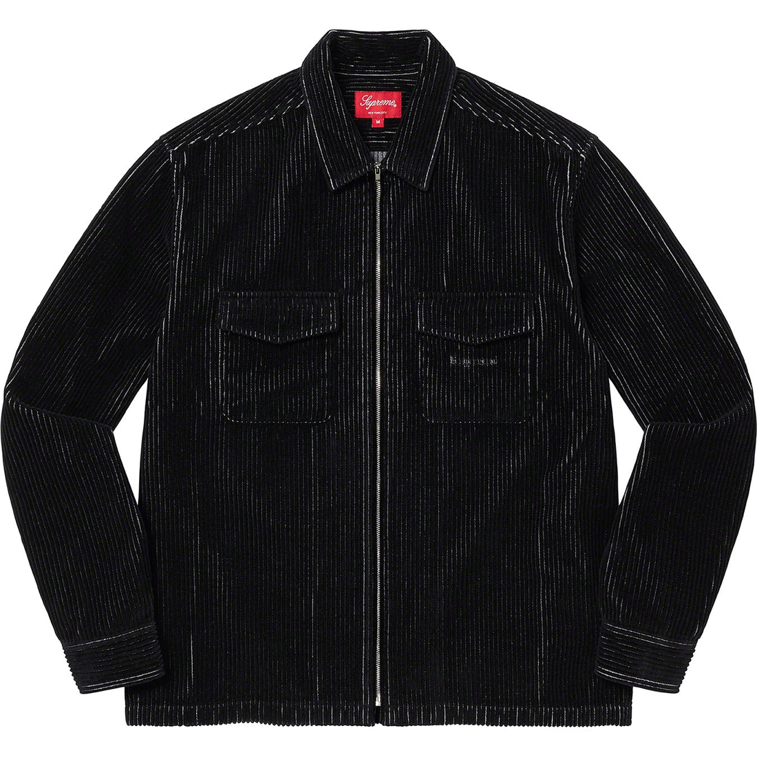 Details on 2-Tone Corduroy Zip Up Shirt Black from spring summer
                                                    2023 (Price is $148)