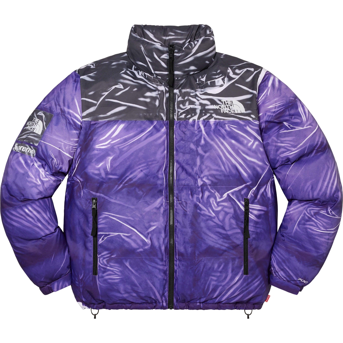 Details on Supreme The North Face Trompe L’oeil Printed Nuptse Jacket Purple from spring summer
                                                    2023 (Price is $398)