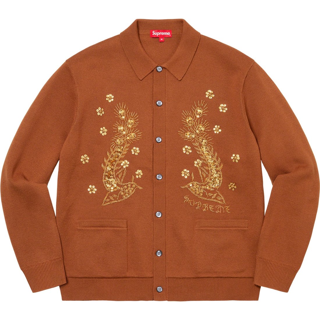 Details on Beaded Appliqué Cardigan Rust from spring summer
                                                    2023 (Price is $228)