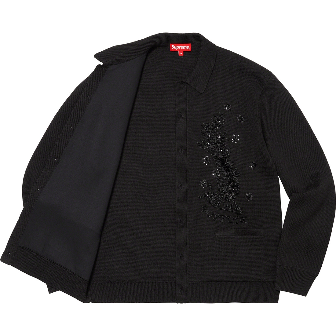 Details on Beaded Appliqué Cardigan Black from spring summer
                                                    2023 (Price is $228)
