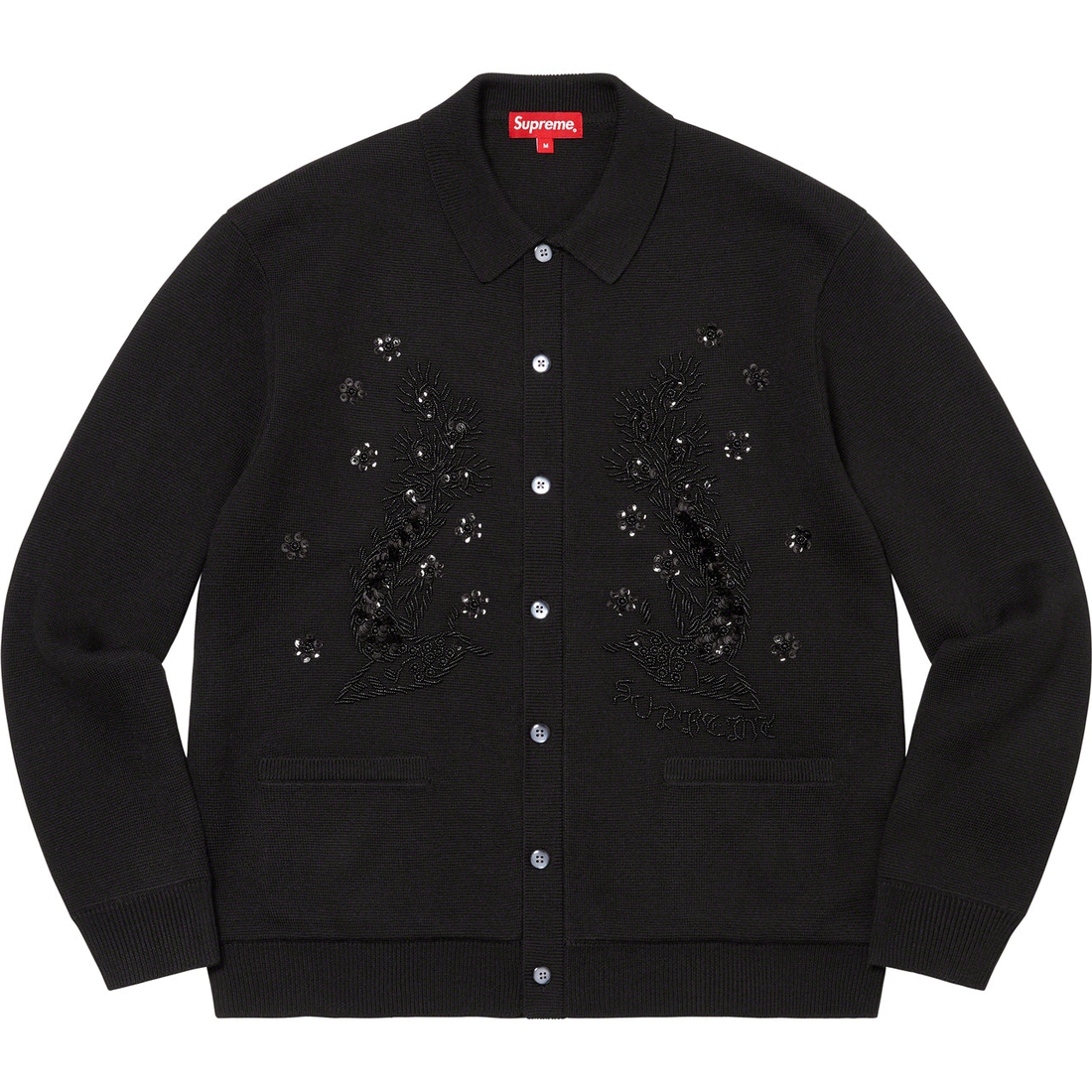 Details on Beaded Appliqué Cardigan Black from spring summer
                                                    2023 (Price is $228)