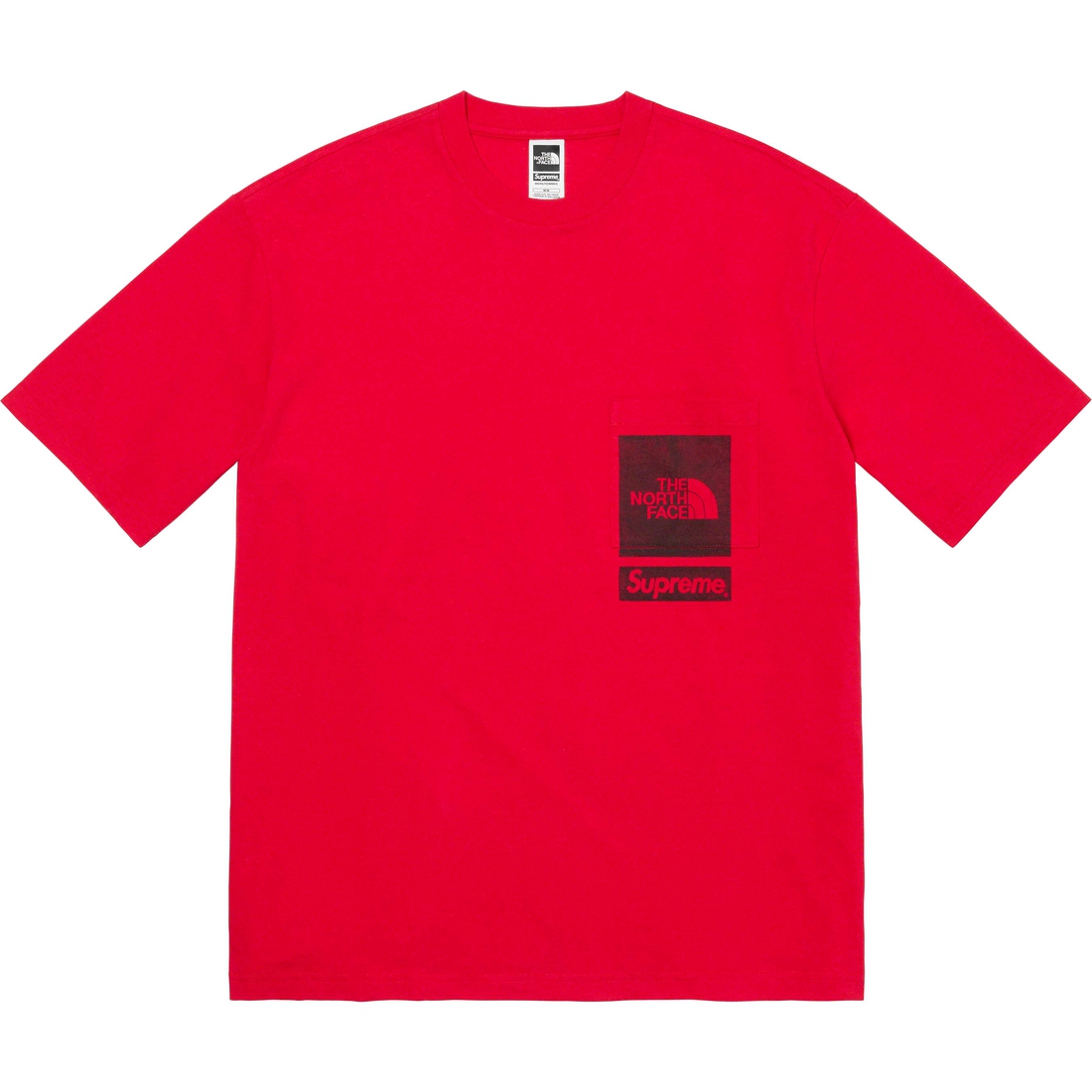 Details on Supreme The North Face Printed Pocket Tee Red from spring summer
                                                    2023 (Price is $48)