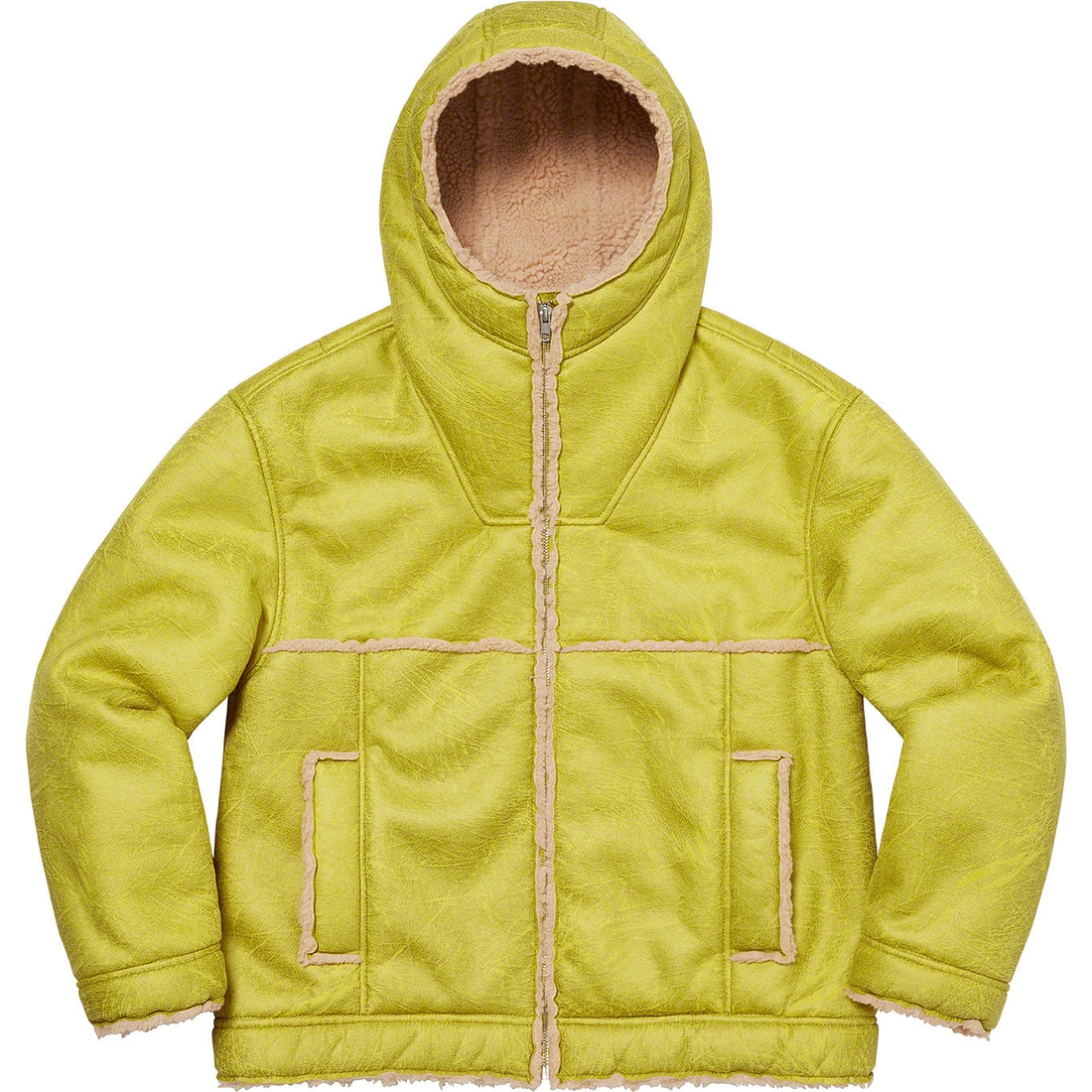 Details on Faux Shearling Hooded Jacket Citrus from spring summer
                                                    2023 (Price is $298)