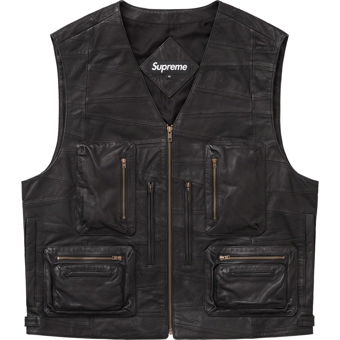Details on Patchwork Leather Cargo Vest Black from spring summer
                                                    2023 (Price is $398)