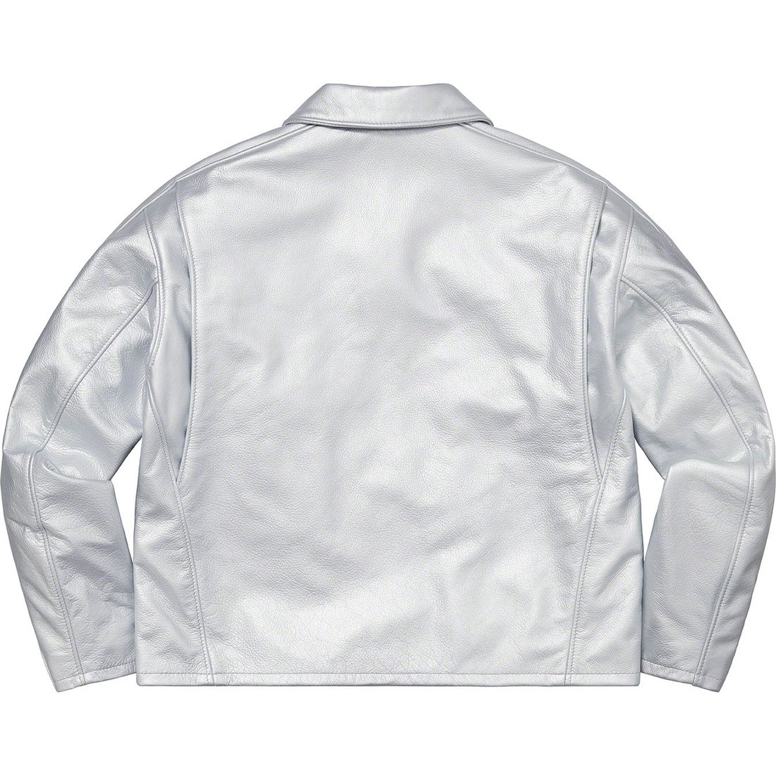 Details on Supreme Schott Leather Racer Jacket Silver from spring summer
                                                    2023 (Price is $798)