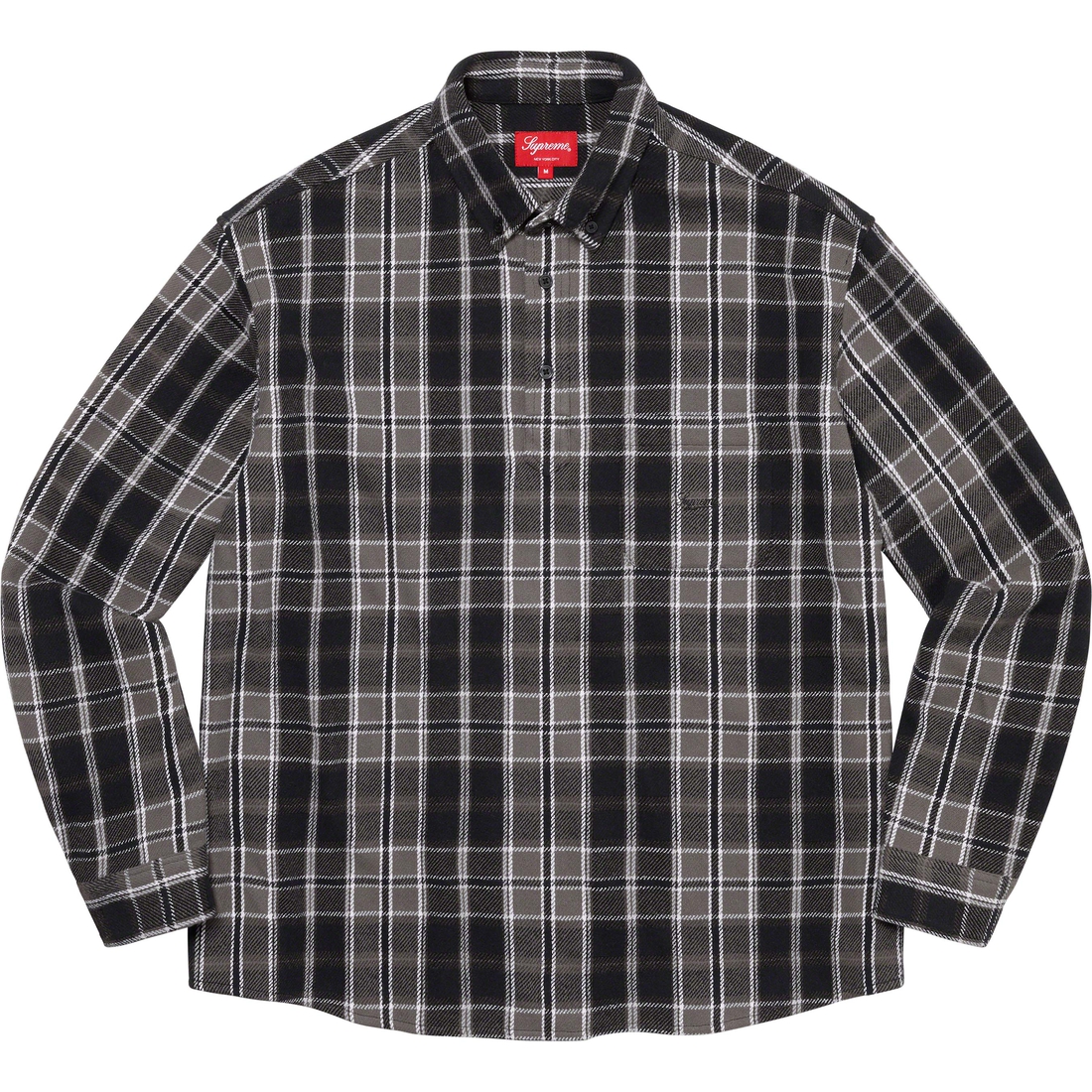 Details on Pullover Plaid Flannel Shirt Black from spring summer
                                                    2023 (Price is $128)