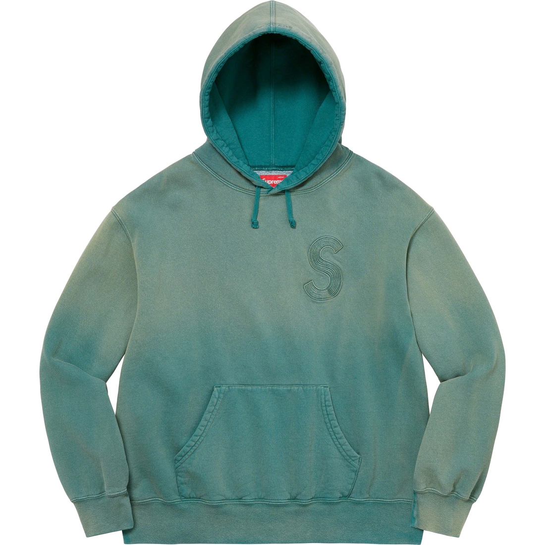 Details on Overdyed S Logo Hooded Sweatshirt Teal from spring summer
                                                    2023 (Price is $158)