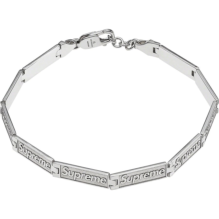 Details on Supreme Jacob & Co Logo Link Bracelet (Sterling Silver) from spring summer
                                            2023 (Price is $548)