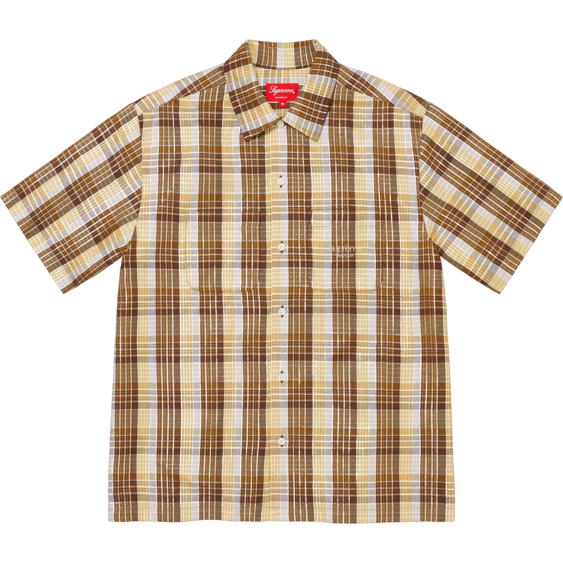 Details on Metallic Plaid S S Shirt Brown from spring summer
                                                    2023 (Price is $128)