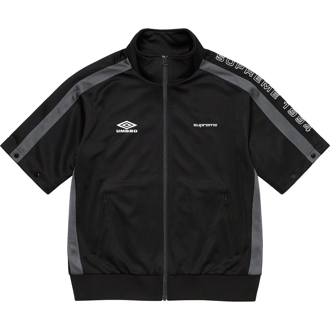 Details on Supreme Umbro Snap Sleeve Jacket Black from spring summer
                                                    2023 (Price is $188)
