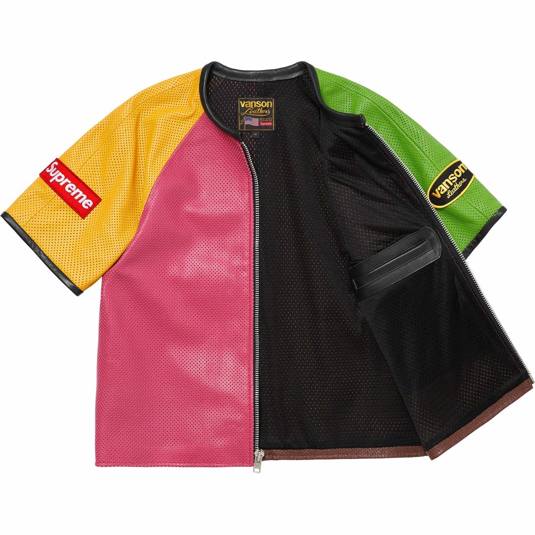 Details on Supreme Vanson Leathers S S Racing Jacket Multicolor from spring summer
                                                    2023 (Price is $698)