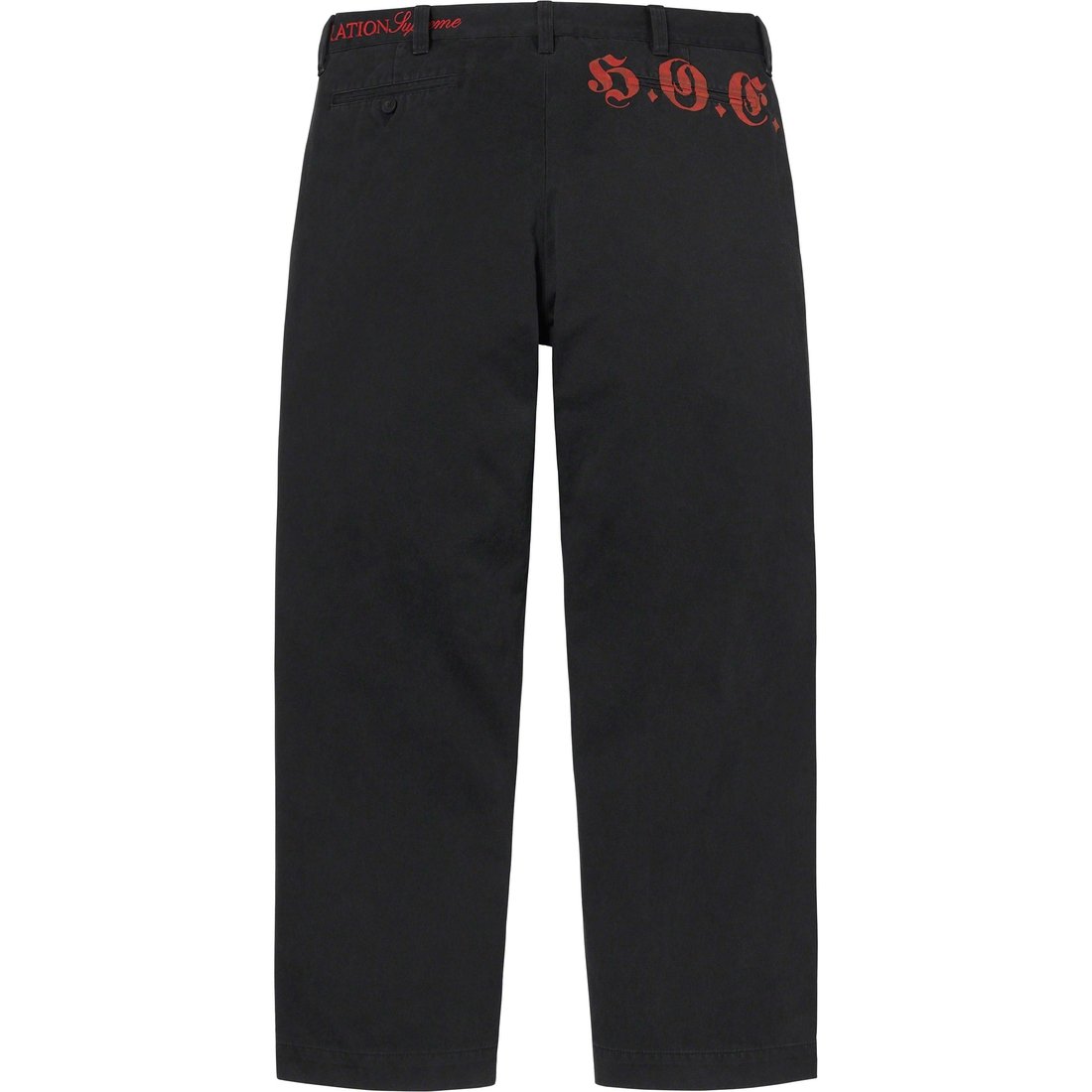 Details on Supreme Bernadette Corporation Old English Chino Pant Black from spring summer
                                                    2023 (Price is $168)