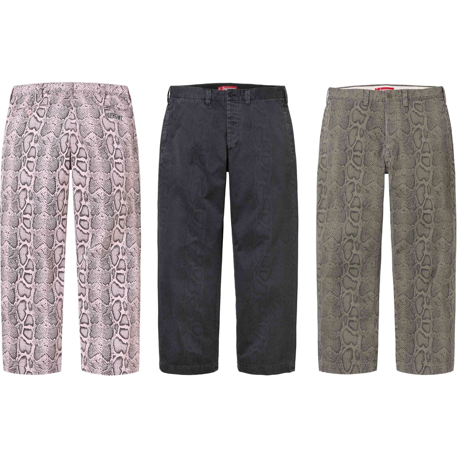 Supreme Snake Print Chino Pant releasing on Week 6 for spring summer 2024