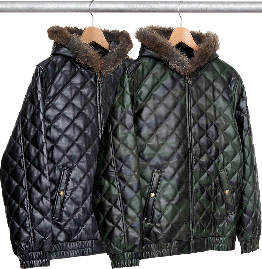2013FWSupreme Quilted Leather Hooded Jaket