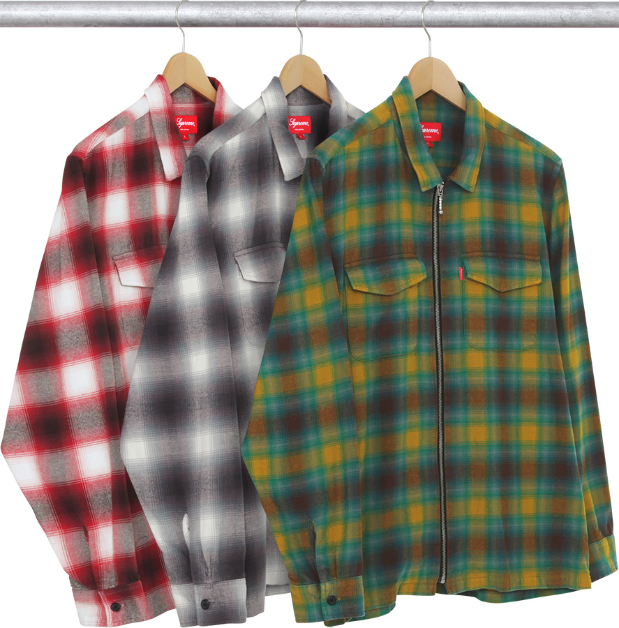 シュプリーム Shadow Plaid Flannel Zip Up Shirt - ファッション