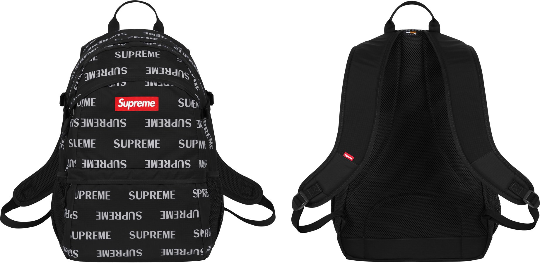 Supreme FW16 3M Reflective Repeat Black Backpack Bookbag Rare