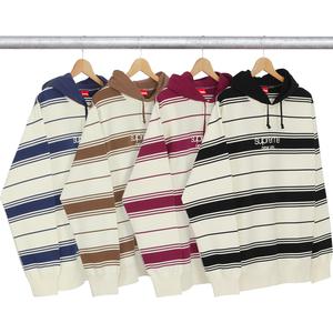 supreme striped hooded crewneck