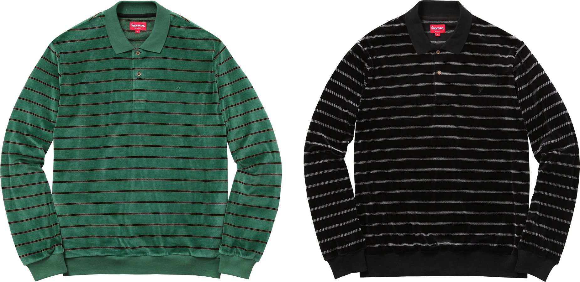 Supreme◇21ss Stripe Velour Polo ポロシャツ M コットン RED ...