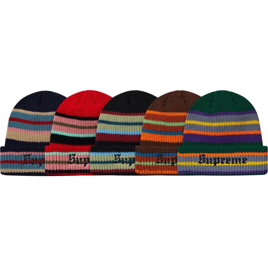 Supreme Bright Stripe Beanie releasing on Week 0 for fall winter 2018