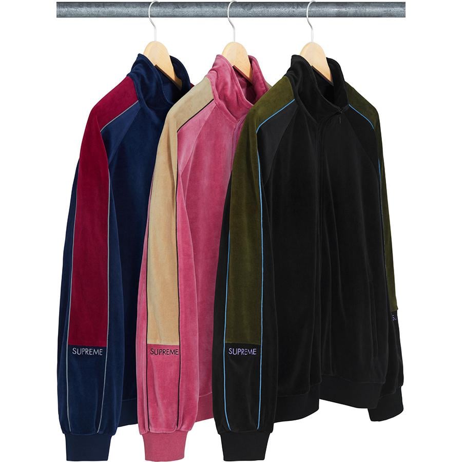 Details on Velour Track Jacket from fall winter
                                            2018 (Price is $148)