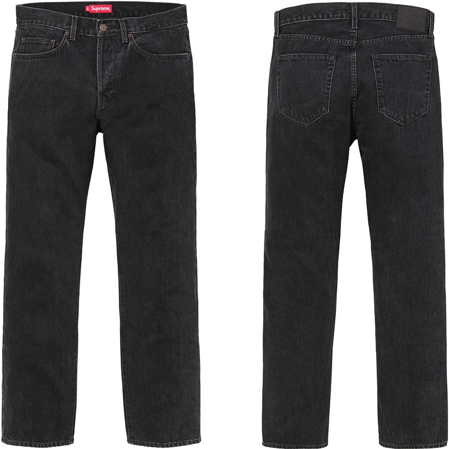 Supreme Stone Washed Black Slim Jean released during fall winter 18 season