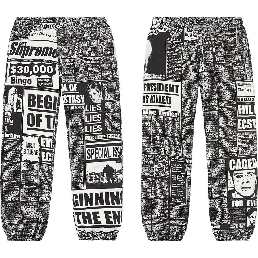 Supreme Newsprint Skate Pant released during fall winter 18 season