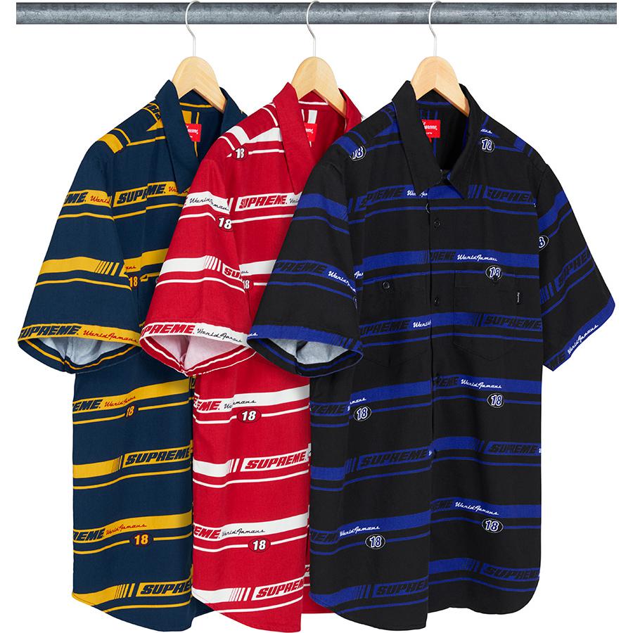 Details on Striped Racing Work Shirt from fall winter
                                            2018 (Price is $128)