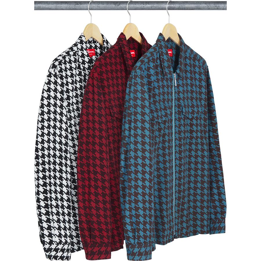 Details on Houndstooth Flannel Zip Up Shirt from fall winter
                                            2018 (Price is $128)