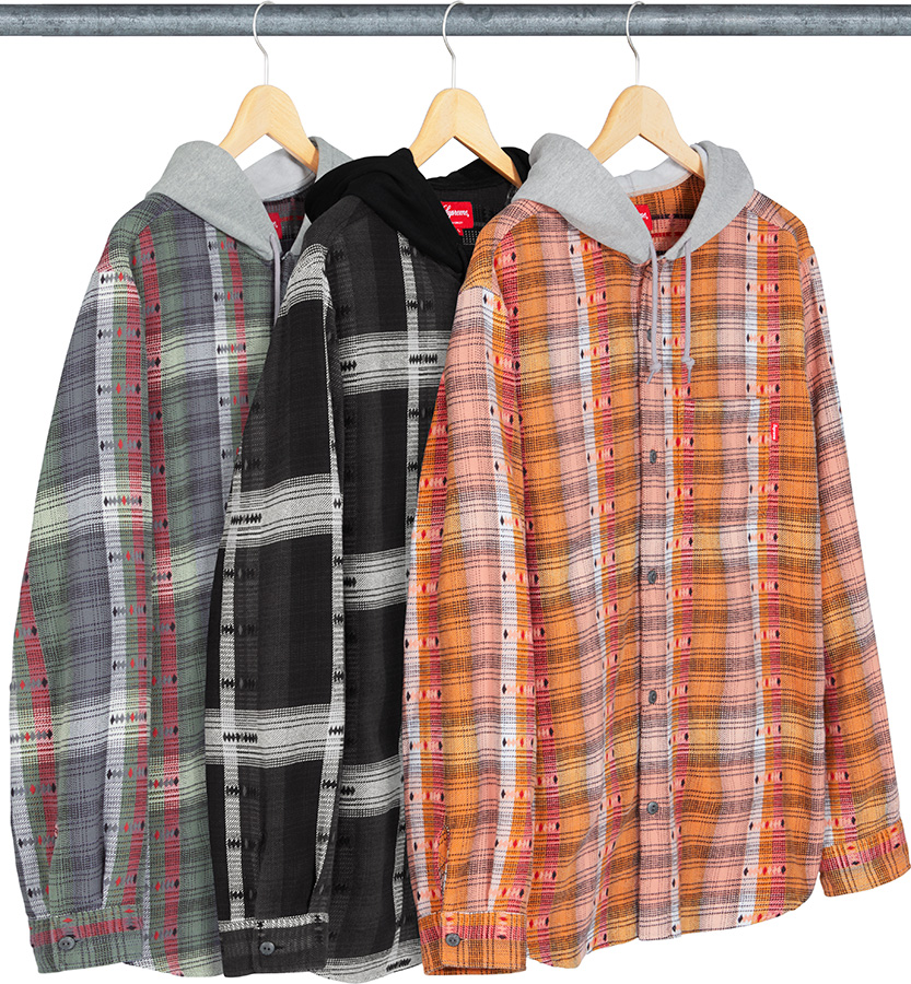 【S】Hooded Jacquard Flannel Shirt