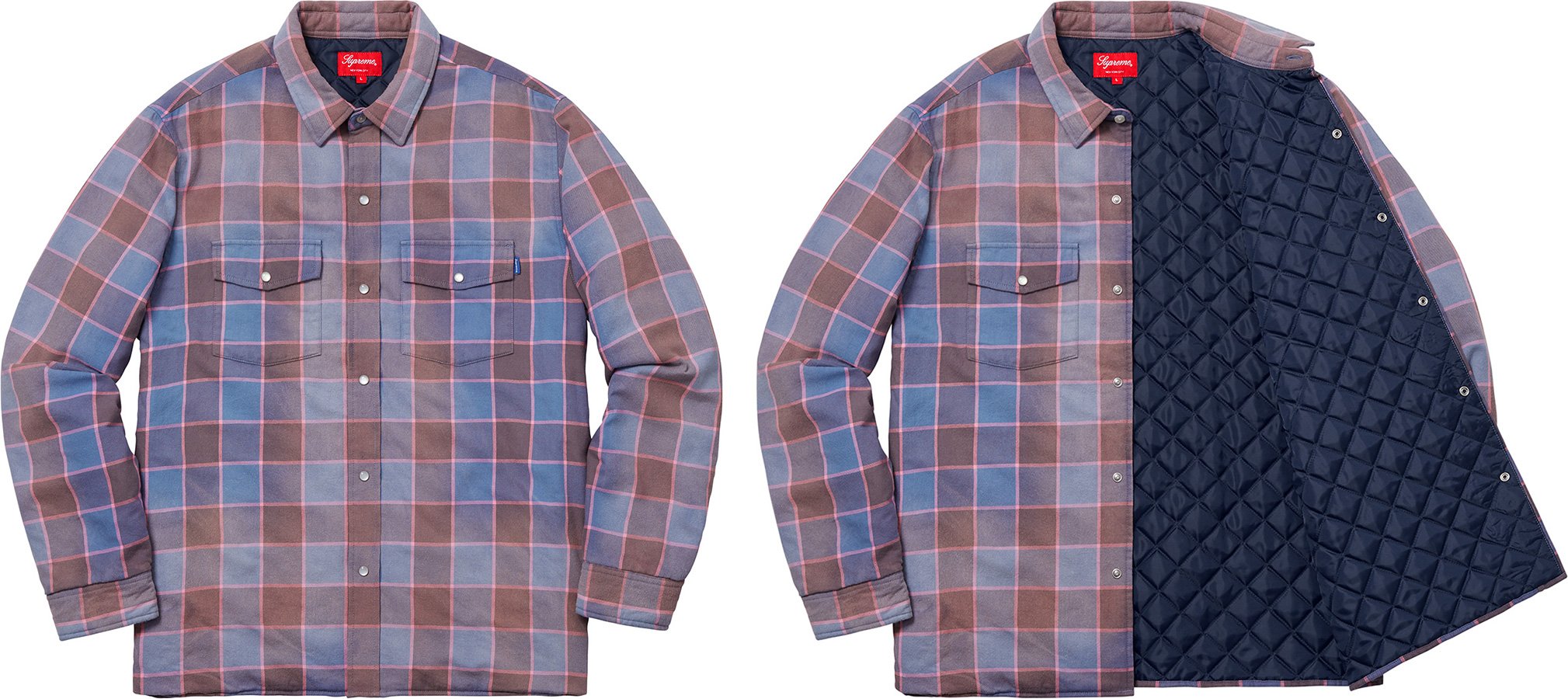 supreme Quilted Faded Plaid Shirt