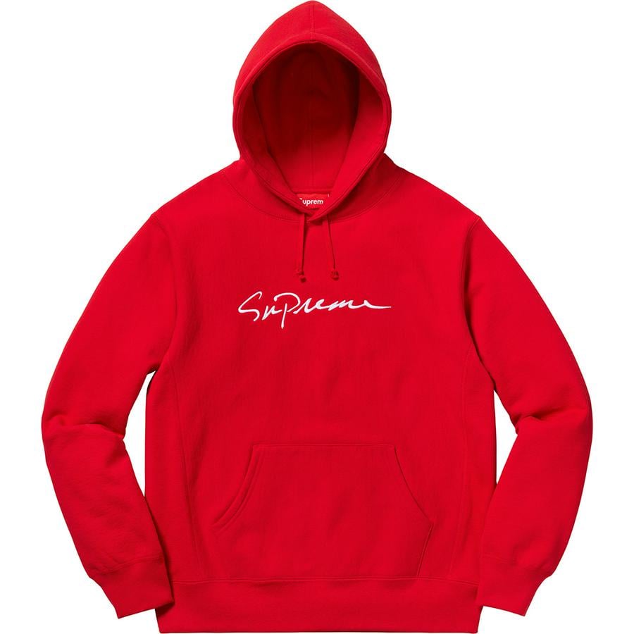 Details on Classic Script Hooded Sweatshirt Red from fall winter
                                                    2018 (Price is $168)