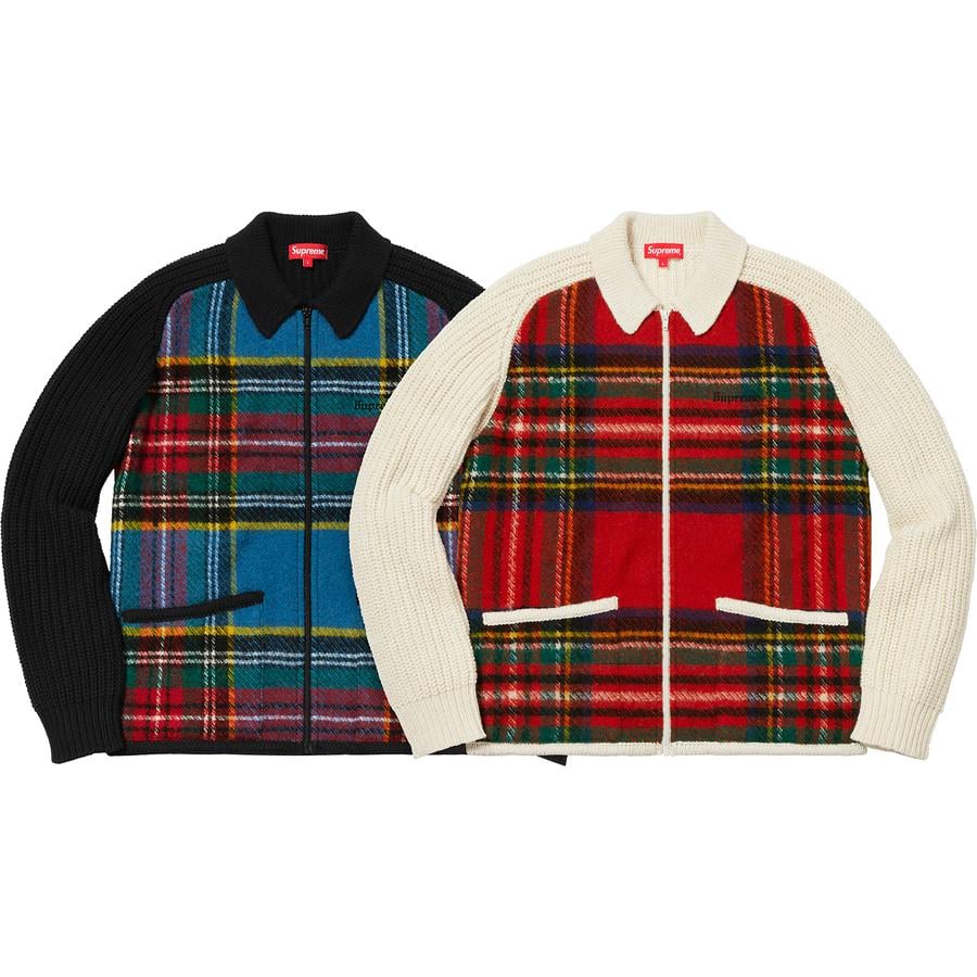 Supreme Plaid Front Zip Sweater released during fall winter 18 season