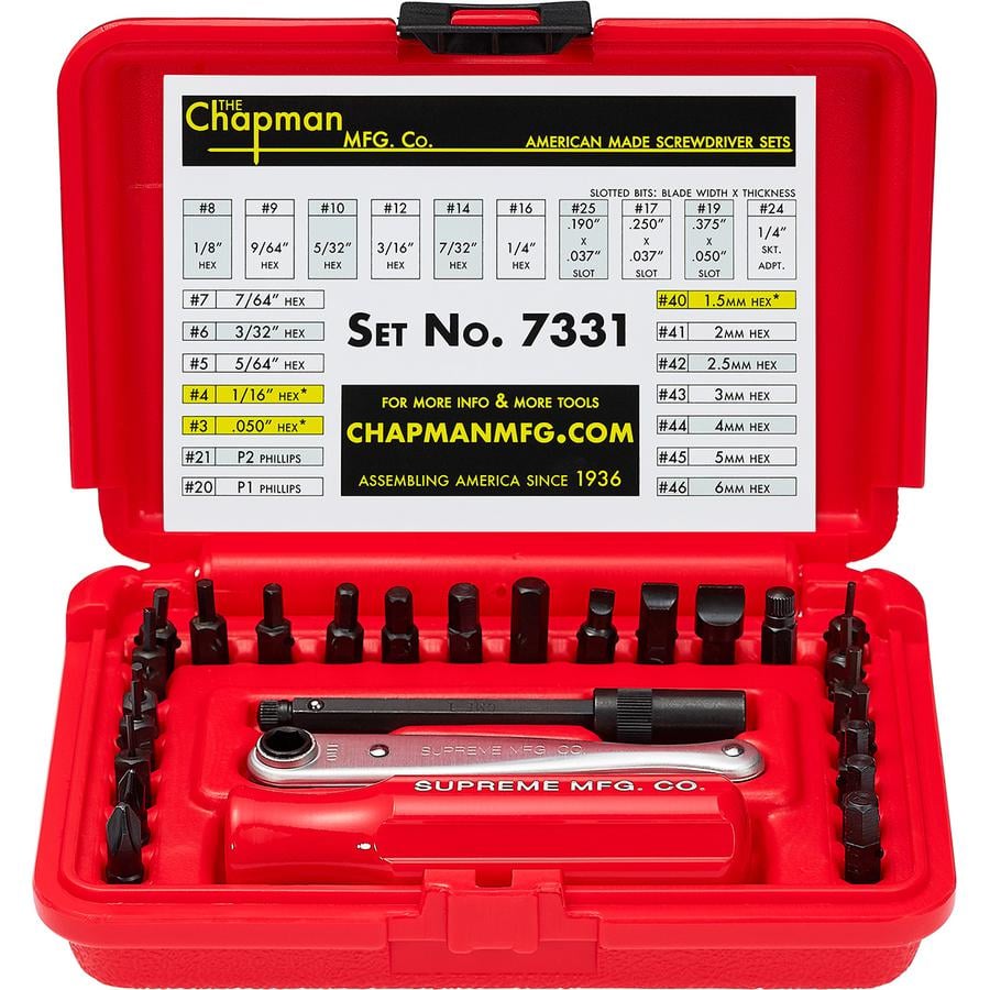 Details on Supreme Chapman Screwdriver Set from fall winter
                                            2019 (Price is $68)