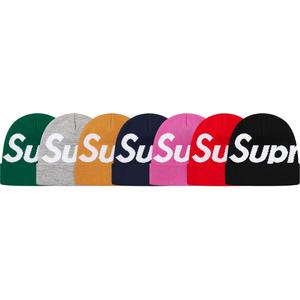 supreme big logo beanie black