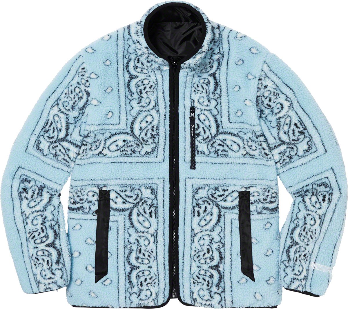特価 Supreme - M Reversible Bandana Fleece Jacket blacの通販 by